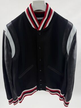 Givenchy Black Varsity Jacket with Red & White Trim